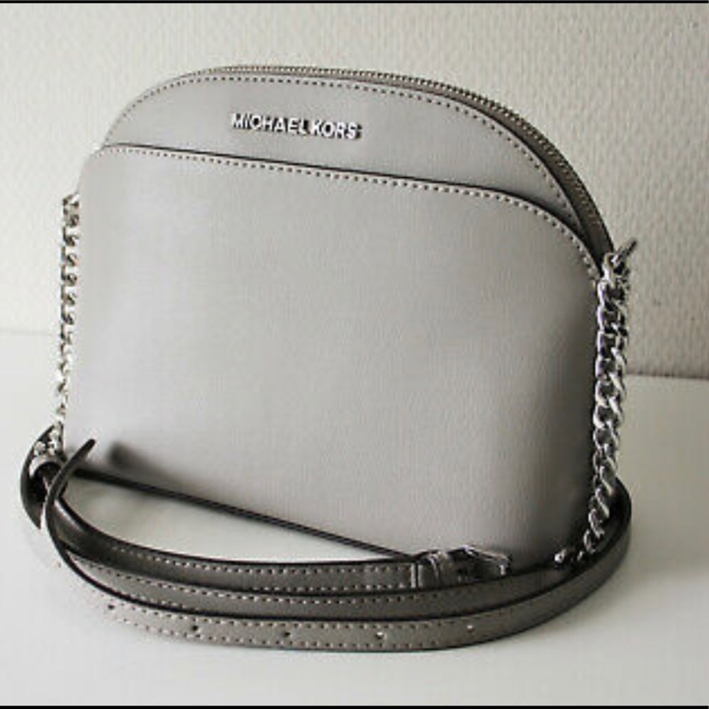Michael Kors Bag Jet Set Travel Md Dome Crossbody Leather Gray
